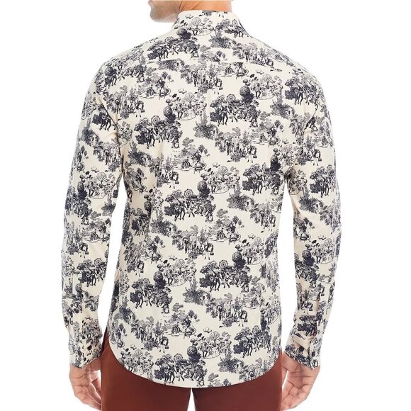 Hugo Boss Men's Long Sleeve HUGO Ermo Fairgrounds Scene Shirt Slim Fit Natural - Picture 3 of 5